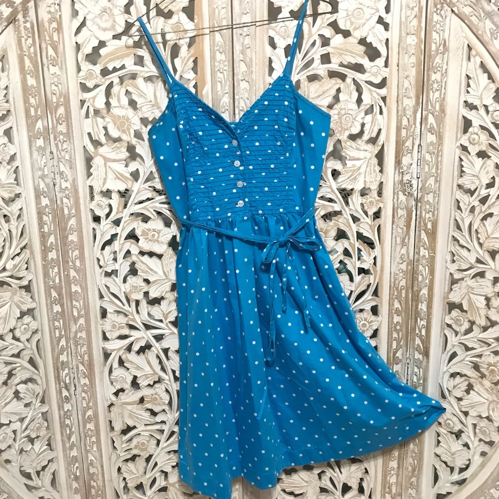 Blue Polkadot ModCloth Button Sun Dress